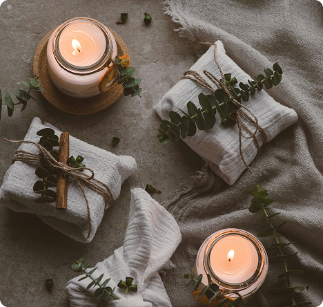 Candles and herbs